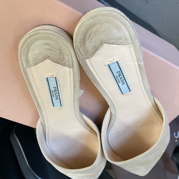 Prada Beige Suede Pointed Toe Mule Slide Size 40 - Picture 5 of 6